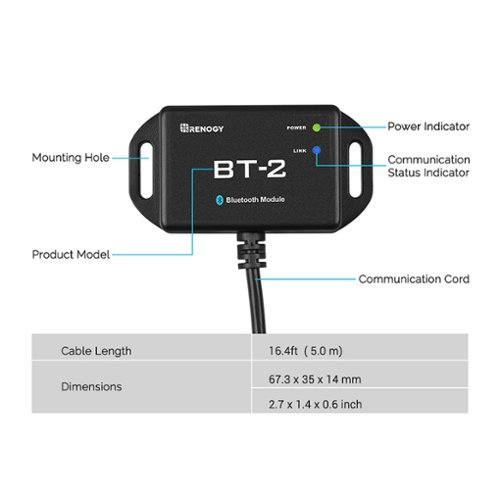 Renogy BT-2 Bluetooth Module - Black WORLDWIDE DELIVERY