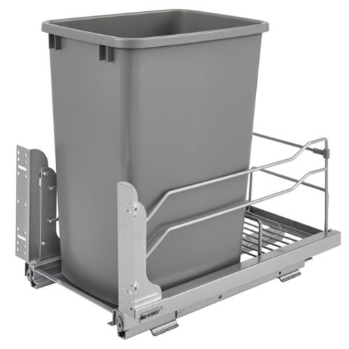 Rev-A-Shelf - Pullout Kitchen Trash Can 35 qt. with Soft-close, 53WC-1535SCDM-117 - Silver-Front_Standard 