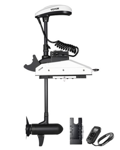 VEVOR - Electric Trolling Motor, 55lbs Thrust with GPS, 10-Speed Bow Mounted Saltwater Outboard Boat Motor - White,Black-Front_Standard 