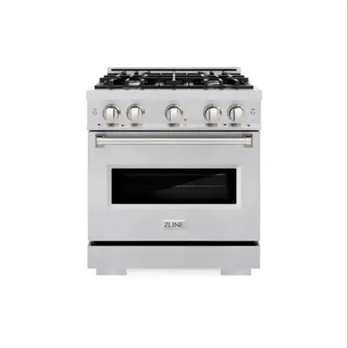 Front. ZLINE - 30” Classic Dual Fuel Range with 4 Burner Cooktop and Convection Oven (CDR30) - Stainless Steel.