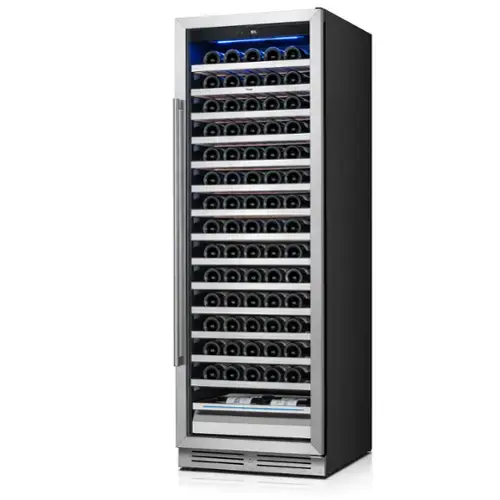 Front. Yeego - 24" Wine Cooler Refrigerator, 165-Bottle Compressor Wine Fridge ,Built-in & Freestanding, Stainless Steel - Stainless Steel.