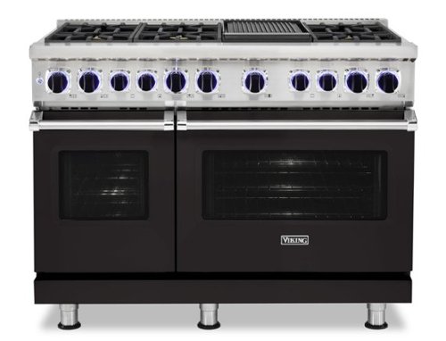 Viking - 48"W./24"D. Dual Fuel Sealed Burner Range-6 Burners/Griddle-LP - Onyx-Front_Standard 