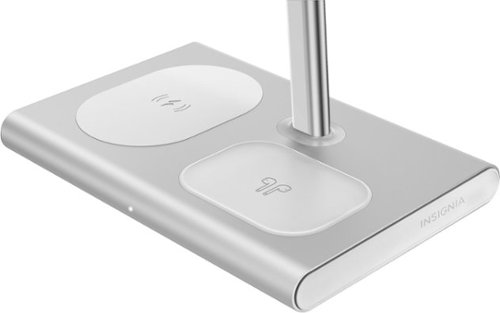 Insignia™ 4-in-1 15W Qi2 Certified Fast Charge Wireless Charging Stand for iPhone, Apple Watch, AirPods & Qi Devices - Silver BUY ONLINE