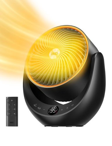 Dreo - 13 in. Portable 3D Osc Ceramic Convection Electric Space Table Heater, w/Remote, 3-Modes, for Bedroom - Black-Front_Standard 