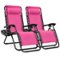 Best Choice Products - Set of 2 Zero Gravity Lounge Chair Recliners for Patio, Pool w/ Cup Holder Tray - /Black - Hot Pink-Front_Standard