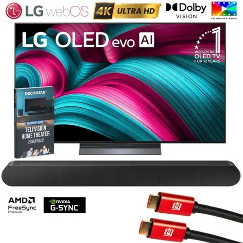 LG webOS 4K ULTRA HD LG OLED evo AI Dolby VISION FILMMAKER MODE WORLD'S No. 1 OLED TV FOR 12 YEARS

DECOGEAR BEGINNER'S GUIDE TELEVISION HOME THEATER ESSENTIALS

AMD NVIDIA FreeSync G-SYNC Premium