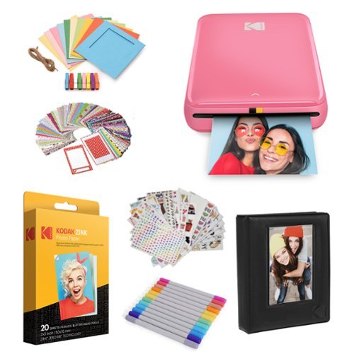 Kodak - Step Mobile Instant Photo Printer 2x3" & Photo Paper Starter Bundle for iOS & Android - Pink-Front_Standard 