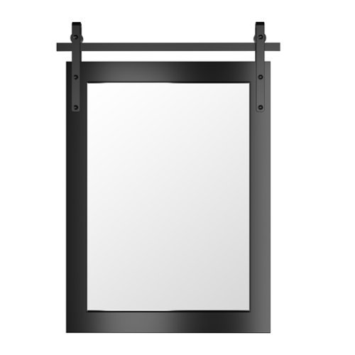 LOVMOR - Rectangle Framed Wall Bathroom Vanity Mirror Accent Mirror - 22" x 30" - Black-Front_Standard 