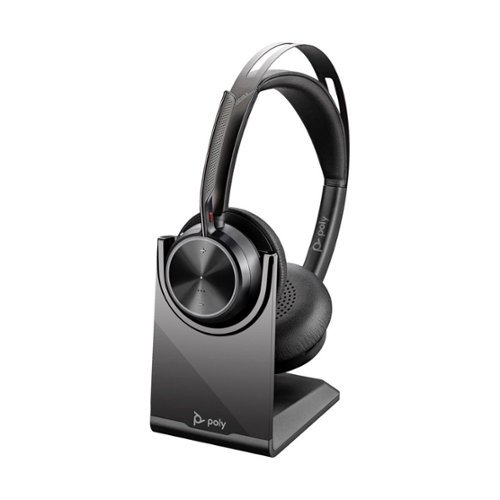 HP - Poly Voyager Focus 2 UC Wireless Stereo Headset with Charging Stand & USB-A Adapter, Zoom Certified- 7S4L6AA - Blue-Front_Standard 