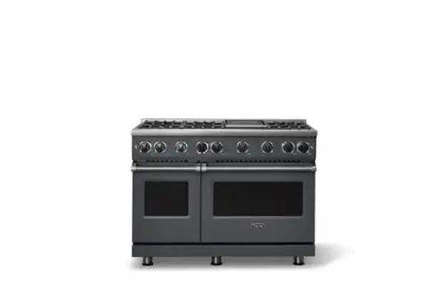 Front. Viking - 48"W. 7.3 Cu. Ft. Freestanding Sealed 6 Burner Gas Range/Griddle  - Cast Black - Cast Black.