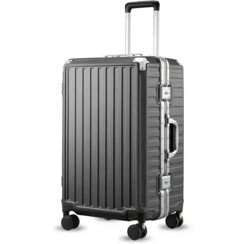 Front. LUGGEX - LUGGEX 24 Inch Aluminum Frame Zipperless Polycarbonate Spinner Hard Shell Suitcase - LX-ZX - Black.