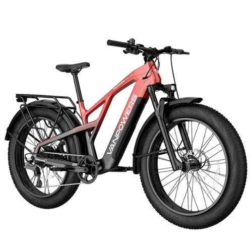 Vanpowers - GrandTeton Pro Adult 26" Step-Over 750W Hub Motor E-Bike - Lava Red and Coke Black-Front_Standard 