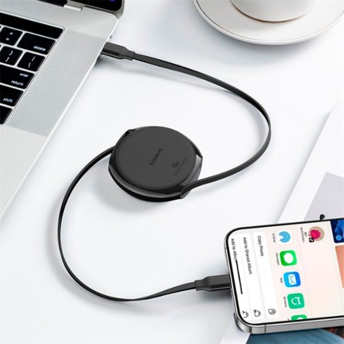 Baseus Free2Pull 100W Retractable USB C Cable with Magnetic Connectors Fast Charging for iPhone Samsung 3.3ft Black - Black GLOBAL SHIPPING