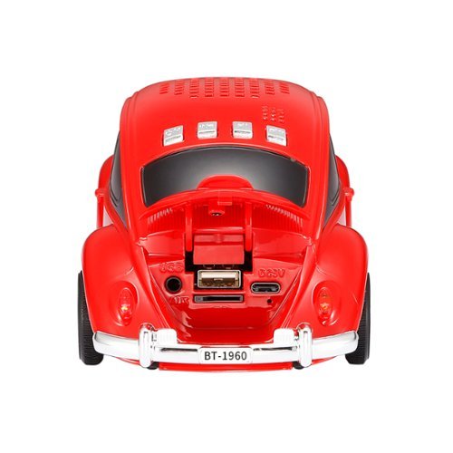 QFX Retro Car Portable Bluetooth Speaker with Bass Radiator and LED Lights - Red BUY ONLINE