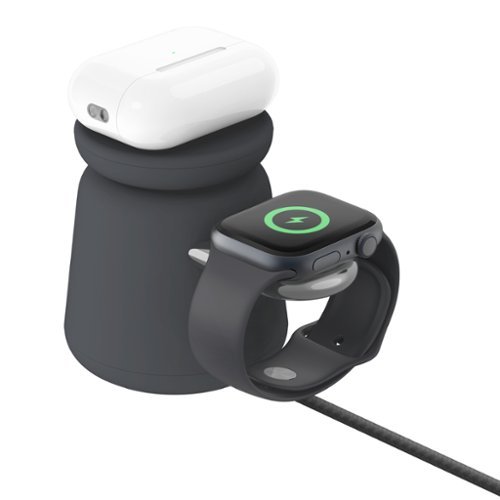 Belkin 2-in-1 MagSafe Wireless Charging Dock 15W Compatible with iPhone 16, 15, 14, and 13 Series, AirPods, and more, with PSU - Charcoal GLOBAL SHIPPING