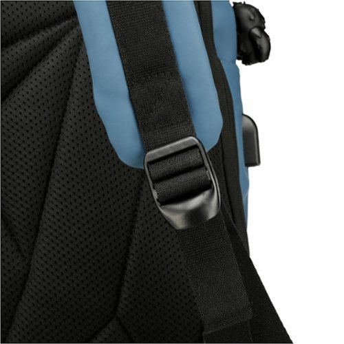 Swissdigital Design LAMONE Rolltop TSA-Friendly Water-Resistant Backpack With USB Charging Port RFID Protection and Fits Up to 16″ Laptop - Dark Blue BUY IN UAE