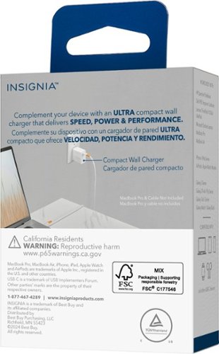 Insignia™ 100W USB-C GaN Wall Charger for MacBook Pro, MacBook Air, iPads, Galaxy tablets, and other USB-C laptops and Devices - White BUY IN MIDDLE EAST