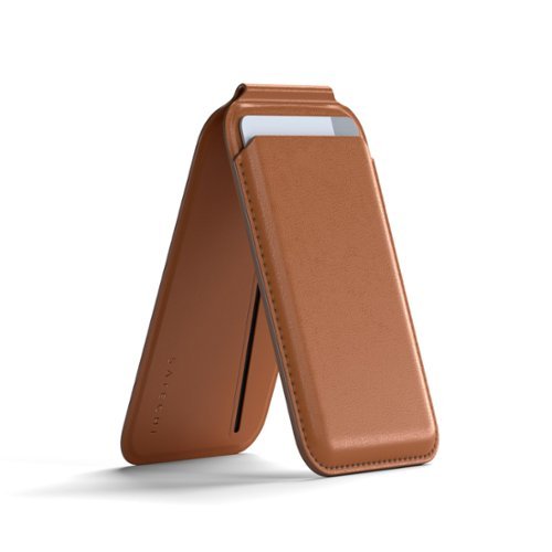 Satechi - Magnetic MagSafe Wallet - Double Flap Stand, 4 Card Slots, NFC Pass-Through, for iPhone 17/16/15/14/13/12 - Brown-Front_Standard 