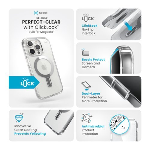 Speck Presidio Perfect Clear ClickLock Case with MagSafe for Apple iPhone 16 Pro - Clear/Chrome HOW TO BUY