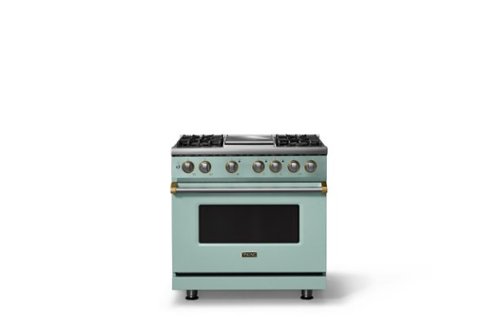 Viking - 36"W. Pro5S 5.6 Cu. Ft. Freestanding Self-Clean Sealed 4B Dual Fuel Convection Range/Grdl-Splash/Brushed Brass - Splash