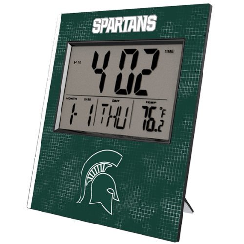 Keyscaper - Michigan State Spartans Cross Hatch Digital Desk Clock - Multicolor-Front_Standard 