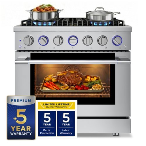 Hauslane - HausPro 36 in. 6 Burners (20,000 BTU) Freestanding Gas Range Range - Stainless Steel-Front_Standard 