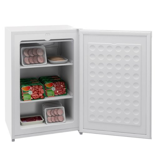 Tiramisubest - Upright Freezer, 3.0 Cubic Feet Compact Mini Freezer with Reversible Single Door and Adjustable Thermostat - White-Front_Standard 