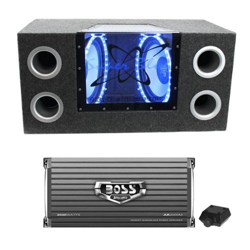 Pyramid - BNPS102 10" 1000W Car Subwoofers Sub Box and 2000W 2-Ohm 2-Channel Amp - Black-Front_Standard 
