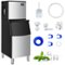 Costway - Split Commercial Ice Maker 353LBS/24H Ice Machine w/ 198 LBS Storage Bin - Black + Silver-Front_Standard