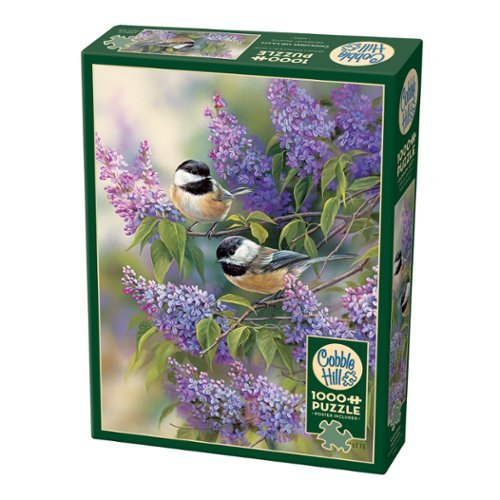 Outset Media - Outset Media: 1000 Piece Puzzle: Chickadees & Lilacs - Reference Poster Included