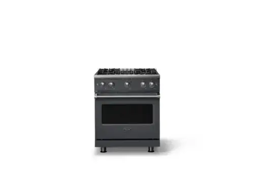 Front. Viking - Pro 5 Series 4.0 Cu. Ft. Freestanding Sealed 4 Burner Liquid Propane Gas Convection Range - Cast Black - Cast Black.