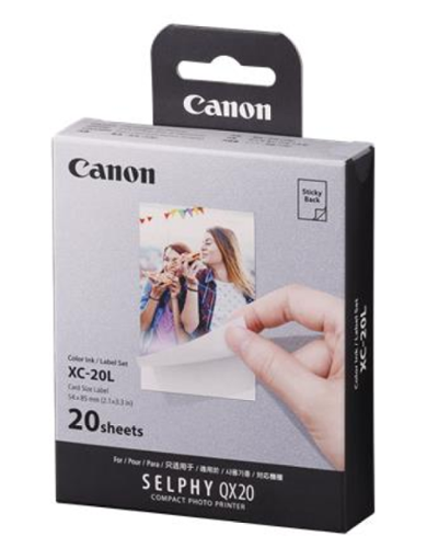 Canon - SELPHY XC-20L Color Ink/Label Set for use with SELPHY QX20 - White