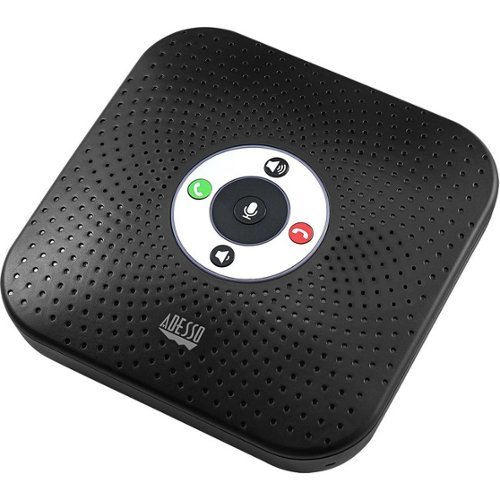 Adesso - 360° Conference Call Bluetooth/Wired Speaker with Microphone and USB 3.0 Hubs - USB - Microphone - Battery - Black-Front_Standard 
