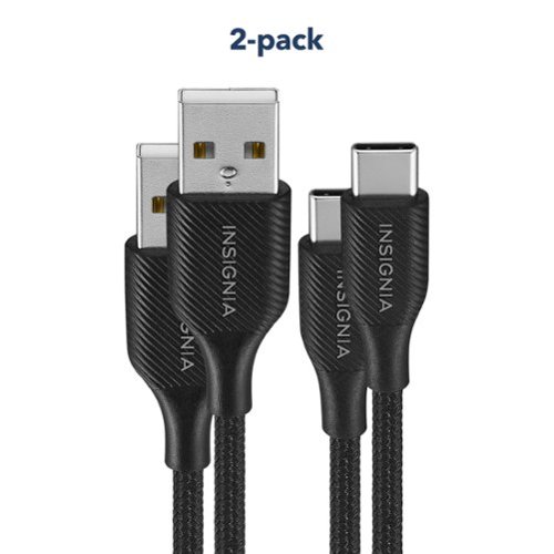 Insignia™ 6' USB to USB-C Braided Charge-and-Sync Cables (2-Pack) - Black BUY ONLINE