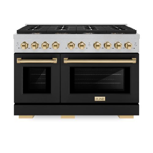 ZLINE - Autograph 48 in. Paramount Gas Range with Gold Accents (SGRSZ-BLM-48-G) - Black-Front_Standard 