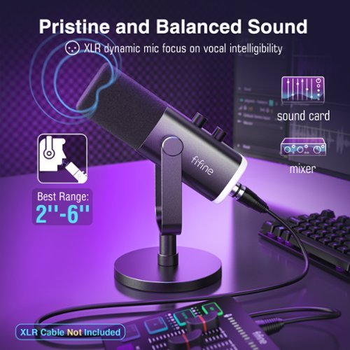 FIFINE XLR/USB Wired Cardioid Dynamic Microphone with RGB Lighting GLOBAL SHIPPING