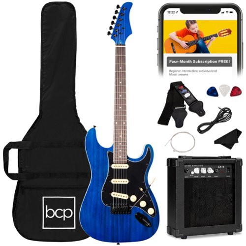 Best Choice Products - 39in Full Size Beginner Electric Guitar Kit with Case, Strap, Amp, Whammy Bar - Midnight Blue-Front_Standard 
