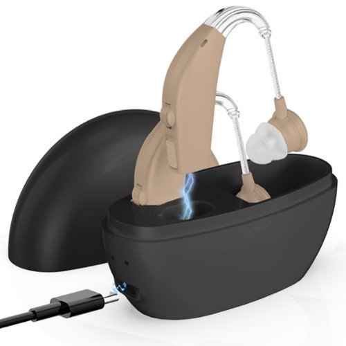 MEDca - Pair Rechargeable Digital Hearing Aids Amplifier BTE Sound Amplifier Device with Noise Reduction Fit for Seniors, Skin - Beige-Front_Standard 