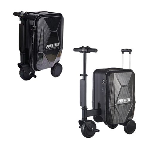 Pursonic - Smart Rideable Motorized Suitcase Electric Luggage Scooter For Travel - Black-Front_Standard 