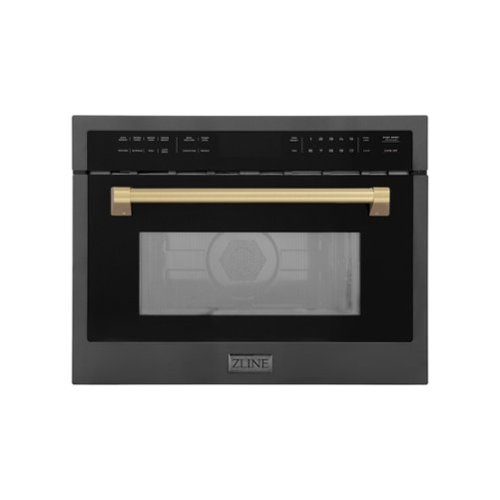 "ZLINE - Autograph 24"" 1.6 cu ft. Built-in Convection Microwave Oven in Black Stainless Steel and Champagne Bronze Accents"