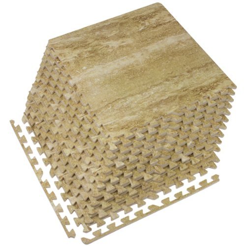 Sorbus - 3/8-Inch Thick 96 Sq. Ft. Wood Grain Floor Foam EVA Interlocking Mats Tiles w/ Borders - for Home, Trade Show - Marble-Front_Standard 