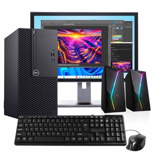 Dell - Refurbished Excellent - Optiplex 3060 Tower Computer-Intel i5-NVIDIAQuadro P620-16GB RAM-1TB SSD-24" LCD-Keybd/Mse-Spkr-Win11 Pro - Black-Front_Standard 