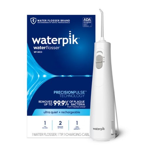 Waterpik - Cordless 1100 Rechargeable Portable Water Flosser with 2 Settings, ADA Accepted - White-Front_Standard 