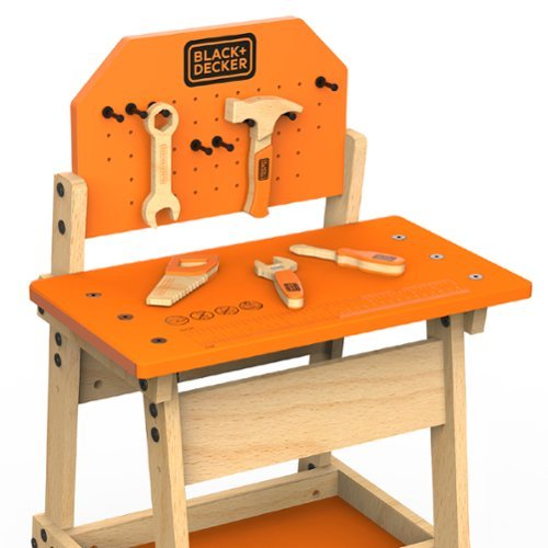 Black+Decker Black and Decker Kids Workbench and six piece Wooden Tool Set for girls and boys, pretend play construction tools WORLDWIDE DELIVERY