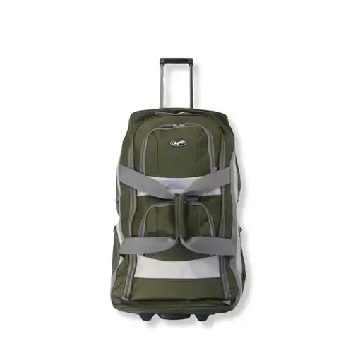 Front. Vulpecula Spade - 22 inch Carry On 8 Pockets Wheeled Rolling Duffel Bag Water Resistant Luggage Lightweight Travel Suitcase with - Green.