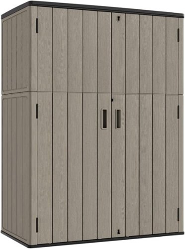 Yardgrace - 57 Cu.ft Outdoor Vertical Storage Shed, Waterproof Resin Cabinet, Lockable for Garden, Patio & Backyard Clearance - Brown-Front_Standard 