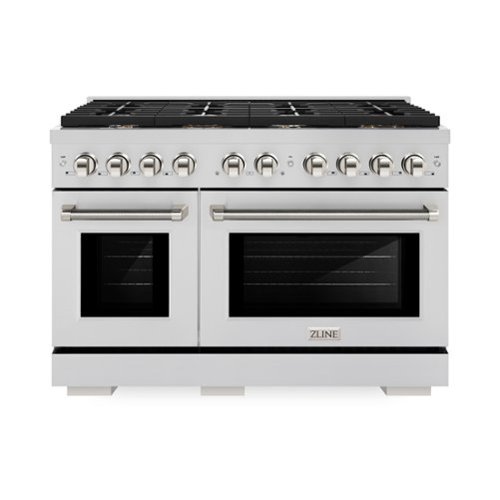 ZLINE - Autograph 48 in. 6.7 Cu. Ft. Freestanding Paramount Gas Range in Stainless Steel with Polished Nickel Helix Handles - Stainless Steel