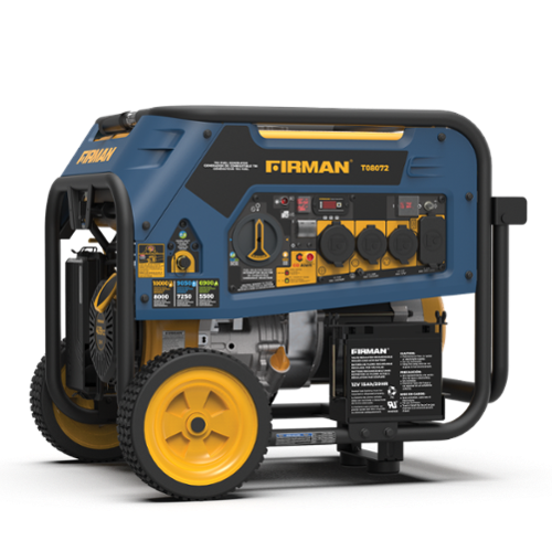 Firman - T08072 Electric Start 120/240V RV Ready 10000-Watt Tri Fuel (Gasoline/Propane/Natural Gas) Portable Generator - Blue, Black, Gold-Front_Standard 