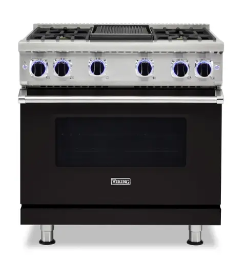 Front. Viking - VGR Freestanding 7 Series Gas 36" Range - Onyx.