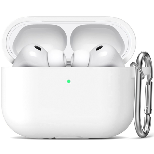 Entronix - Case Compatible with AirPods Pro 3rd Gen - Soft-Touch Liquid Silicone - White-Front_Standard 